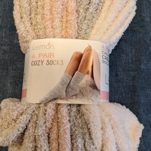 Lemon Casual Crew Cozy Socks, 4- pair, one pack, fits size 5 - 9.5.